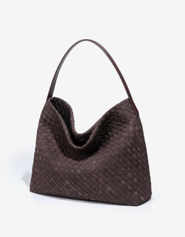 Large Woven Suede Evelyn Bag