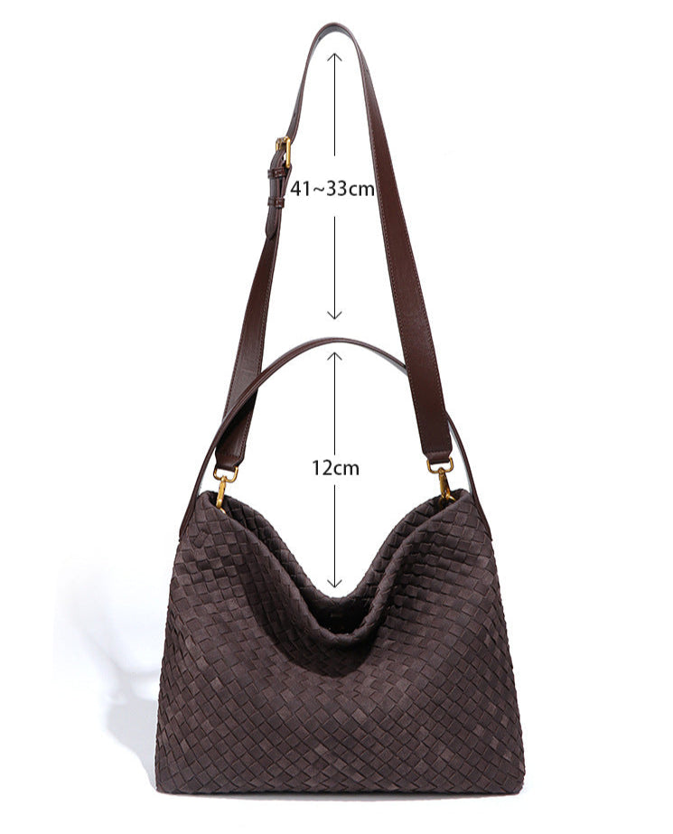Large Woven Suede Evelyn Bag