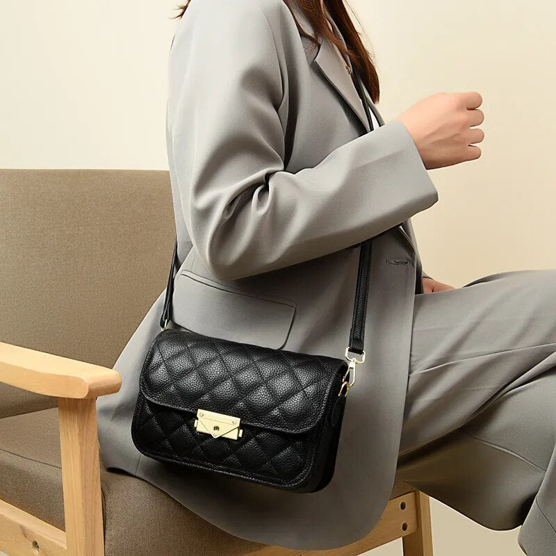 Box Quilted Luxury Small Genuine Leather Atena Bag