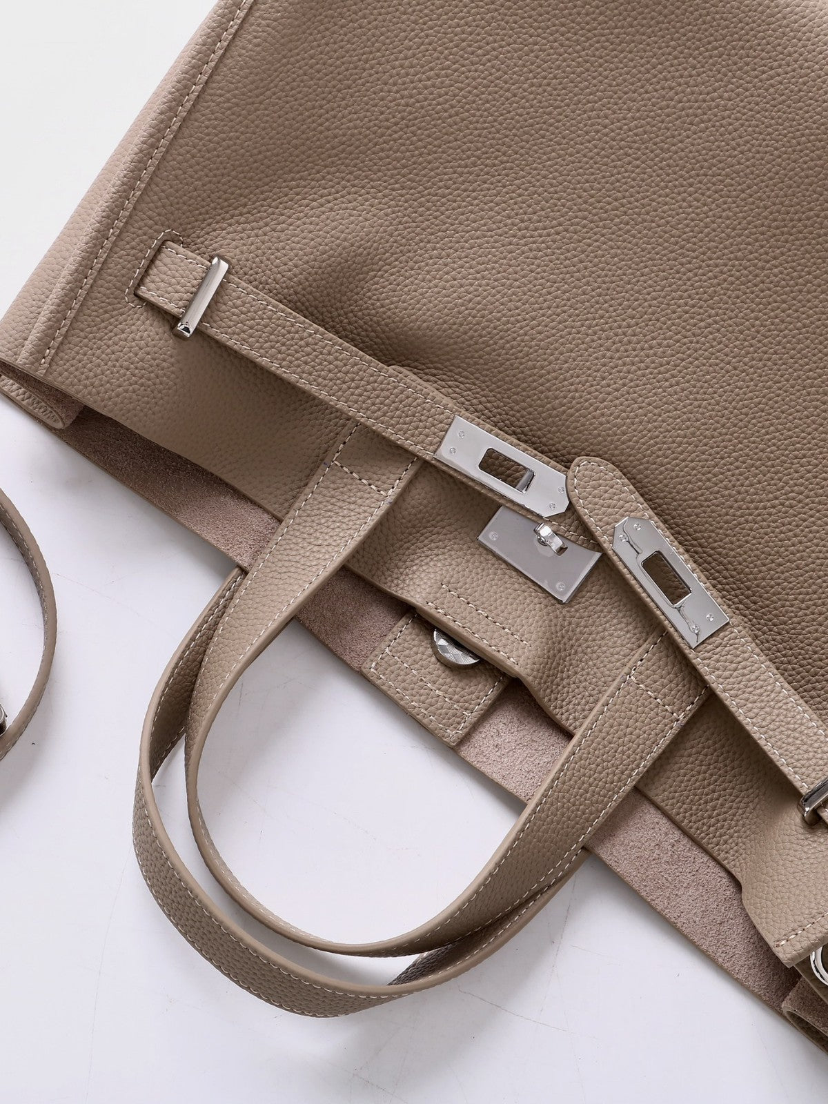 Tote Large Genuine Leather Bonnet Bag – Silver Hardware