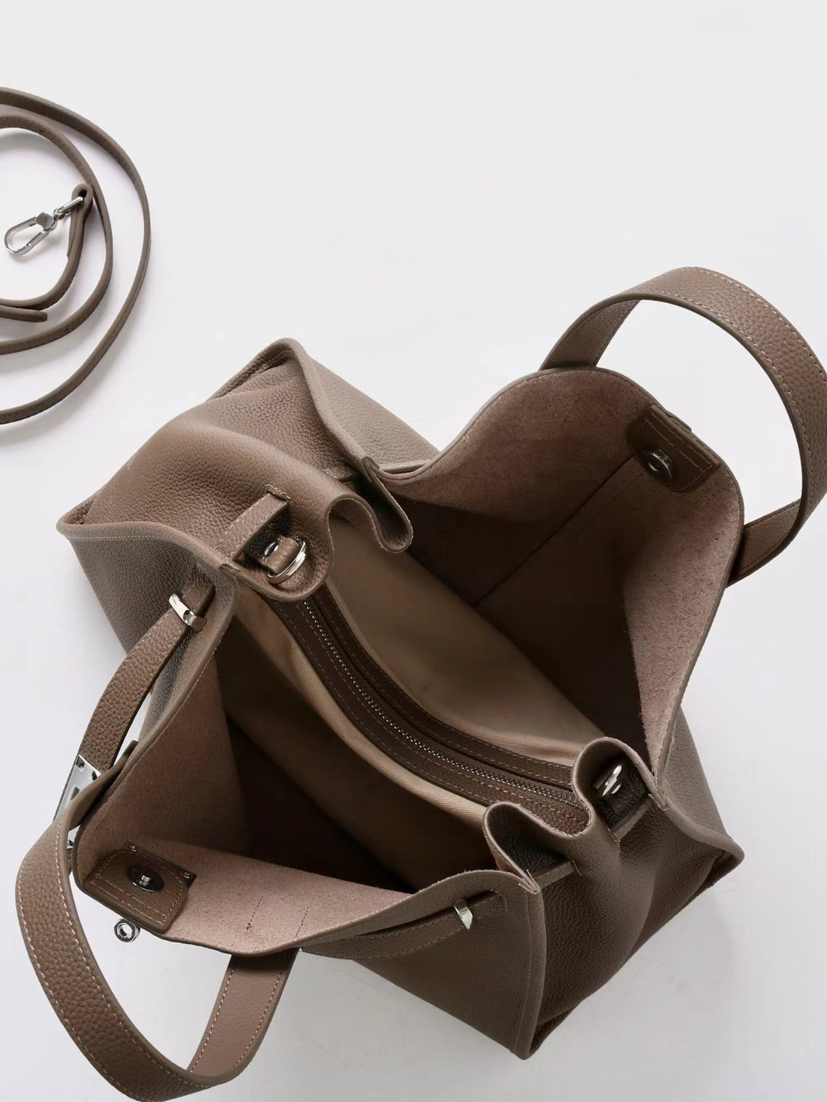 Tote Large Genuine Leather Bonnet Bag – Silver Hardware