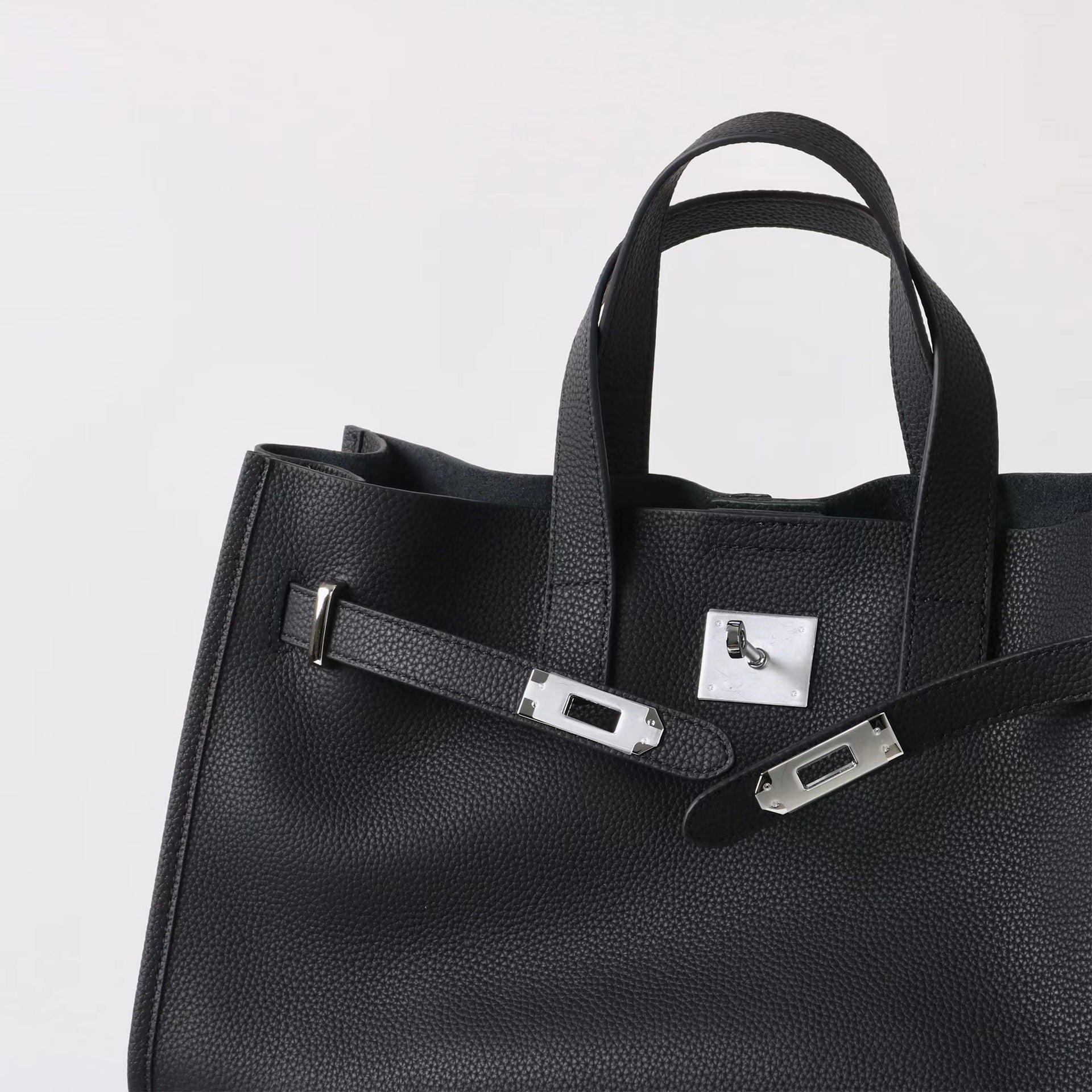 Tote Large Genuine Leather Bonnet Bag – Silver Hardware