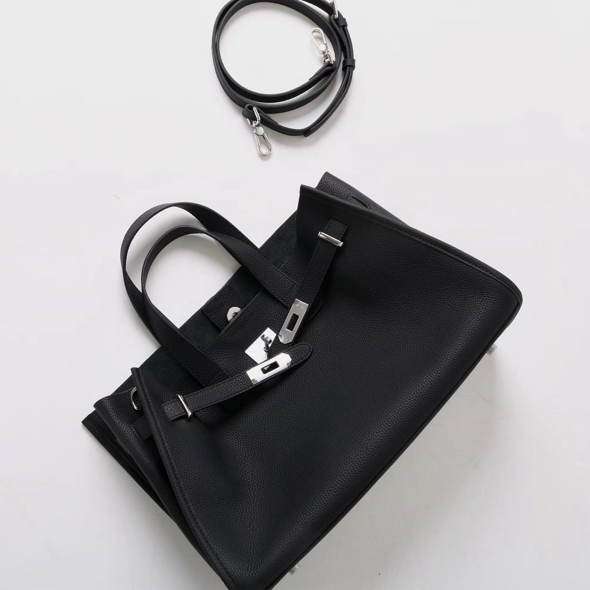 Tote Large Genuine Leather Bonnet Bag – Silver Hardware