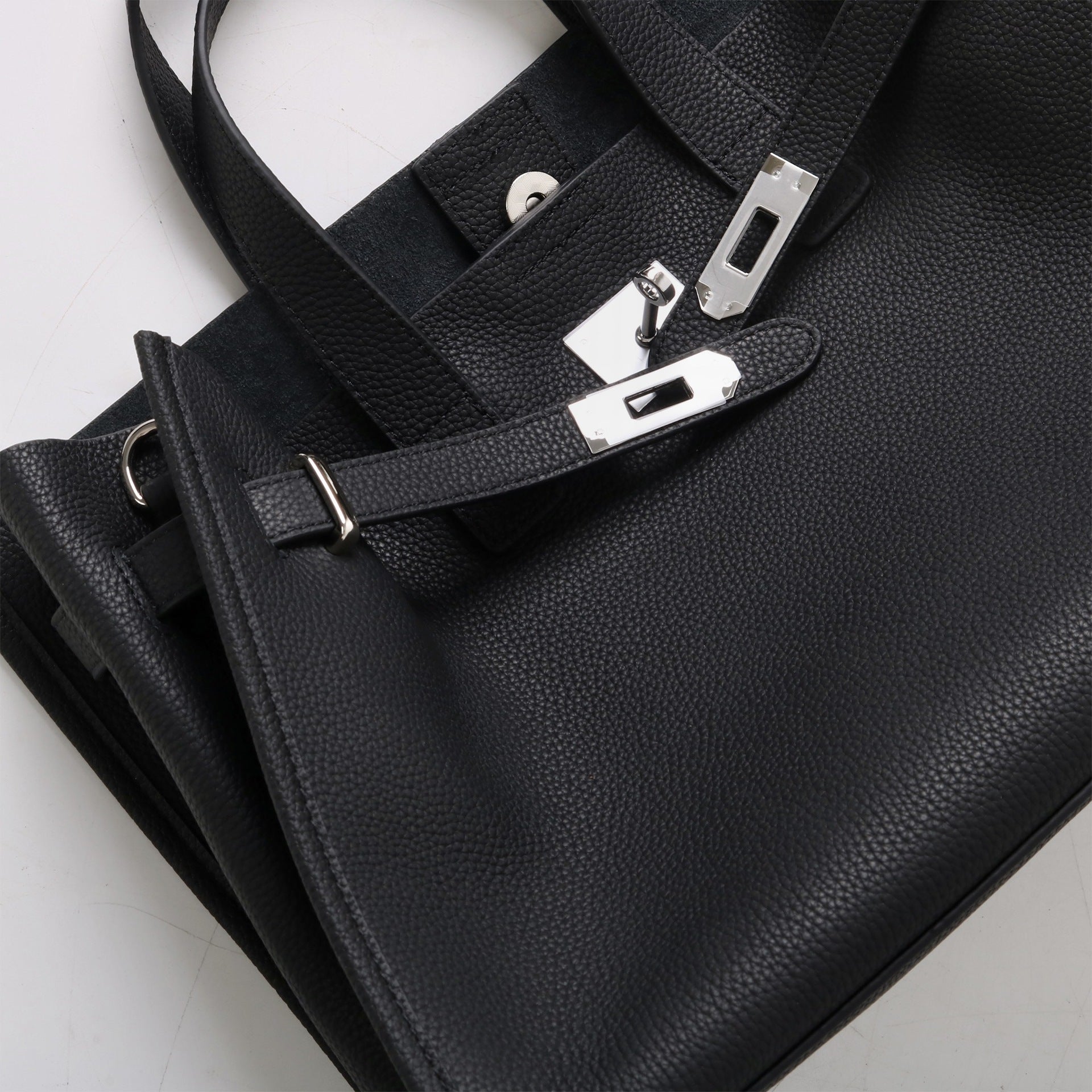 Tote Large Genuine Leather Bonnet Bag – Silver Hardware