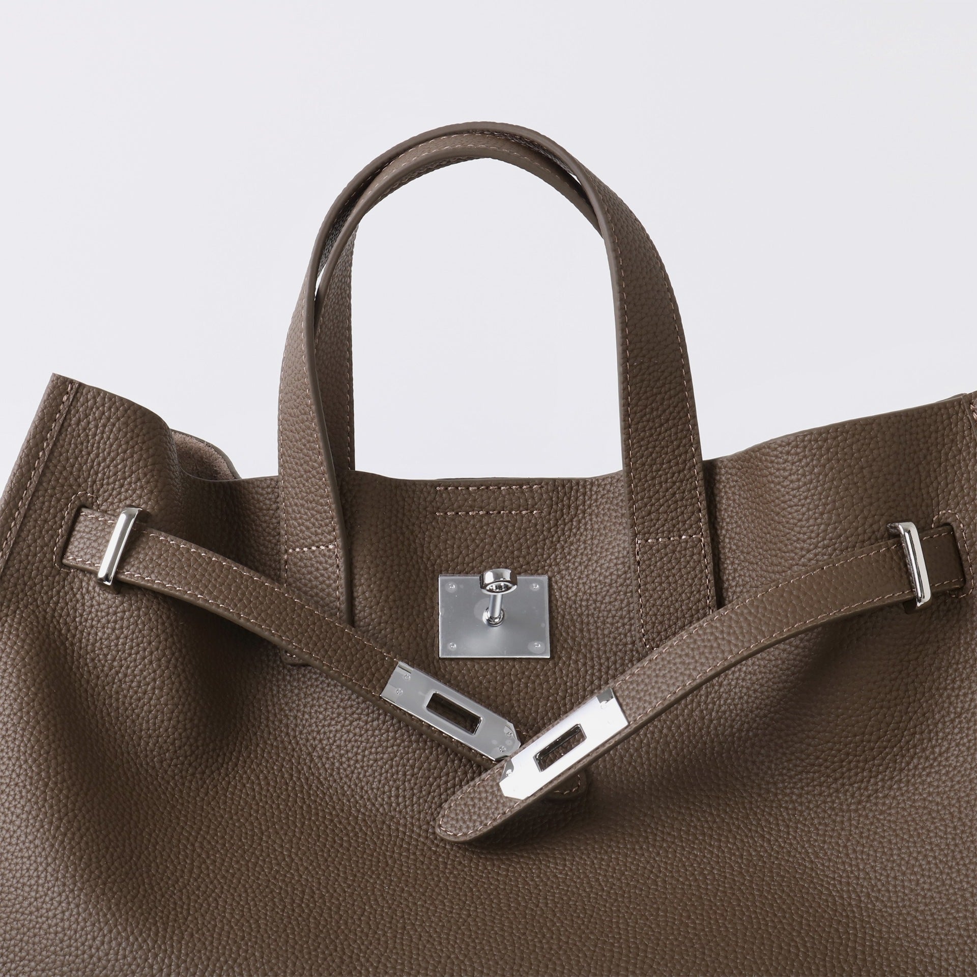 Tote Large Genuine Leather Bonnet Bag – Silver Hardware