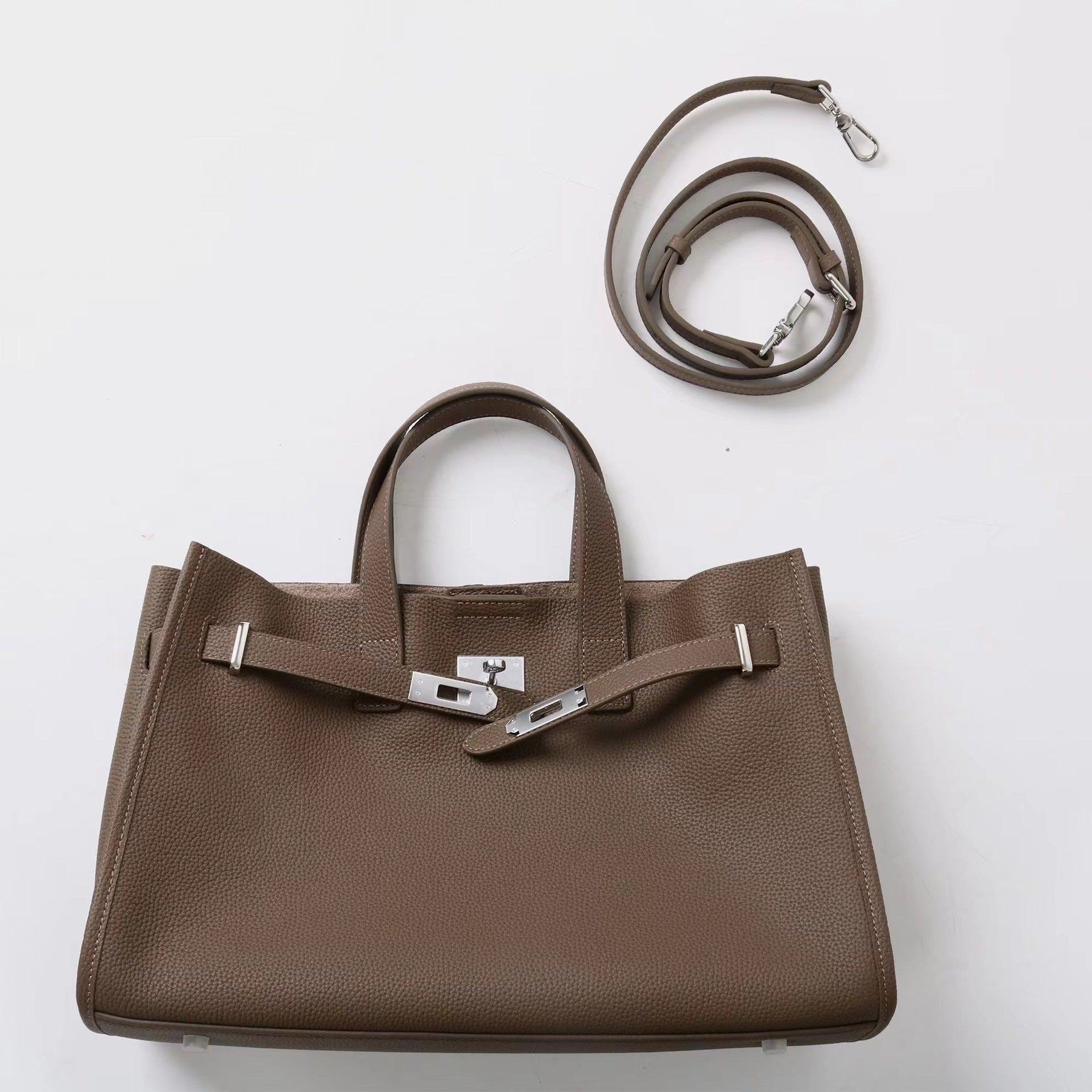 Tote Large Genuine Leather Bonnet Bag – Silver Hardware