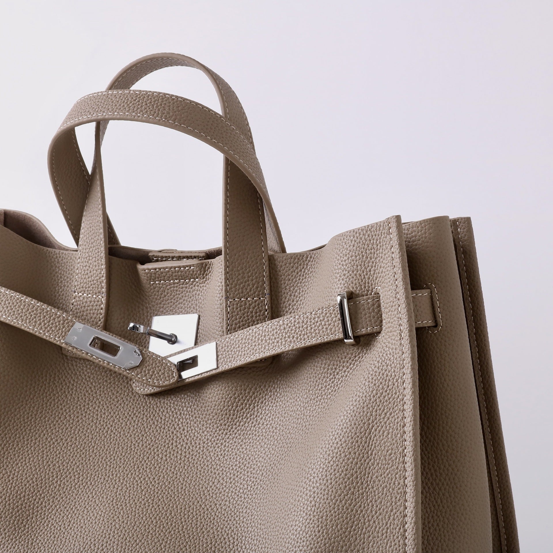 Tote Large Genuine Leather Bonnet Bag – Silver Hardware