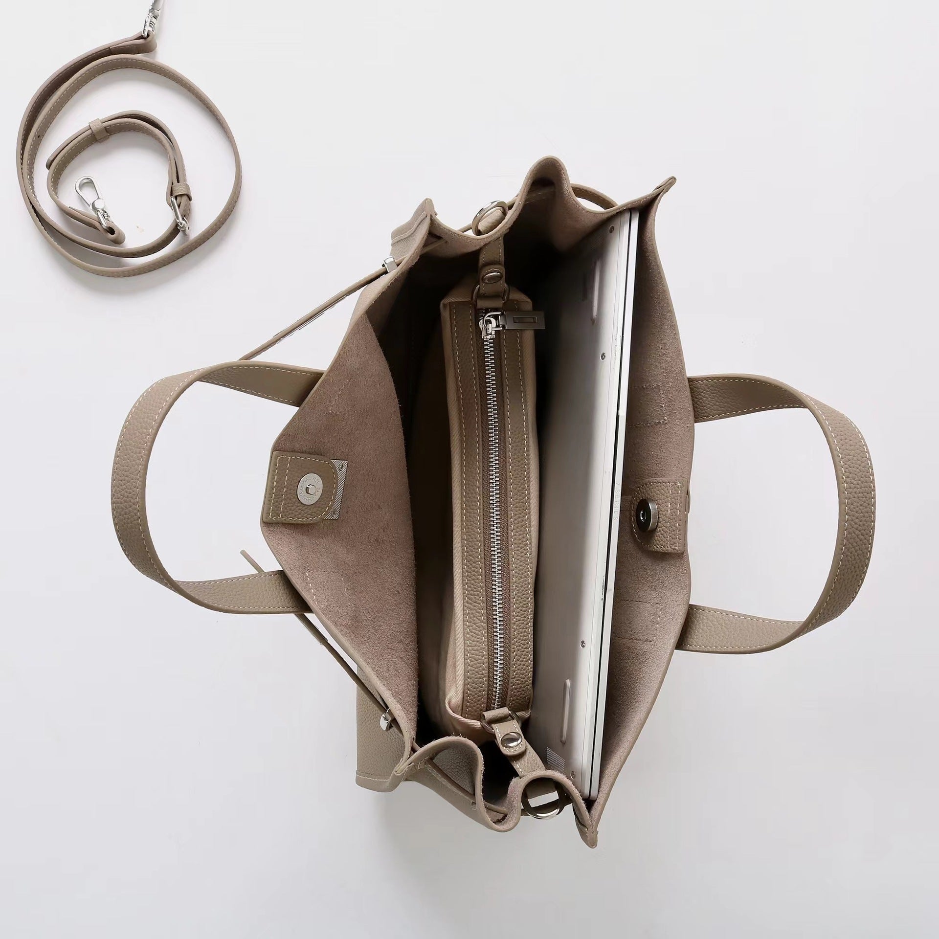 Tote Large Genuine Leather Bonnet Bag – Silver Hardware