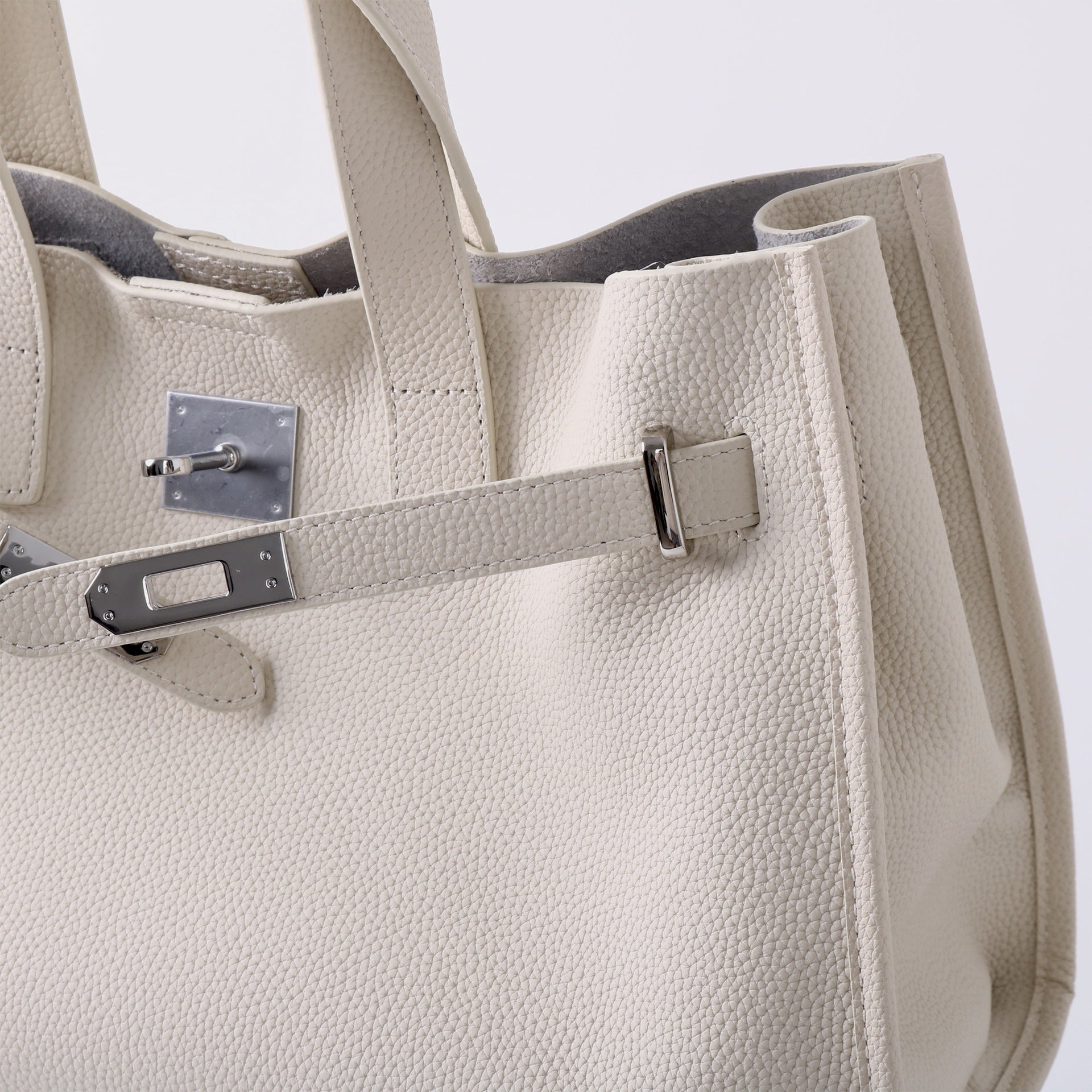 Tote Large Genuine Leather Bonnet Bag – Silver Hardware