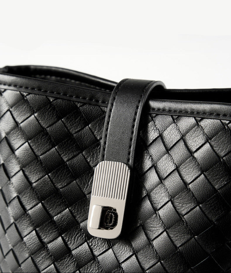 Bucket Woven Genuine Leather Capri Bag