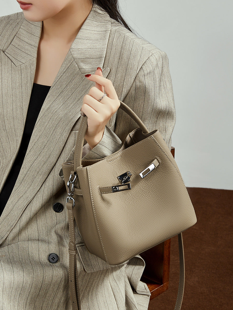 Bucket Genuine Leather Boston Bag