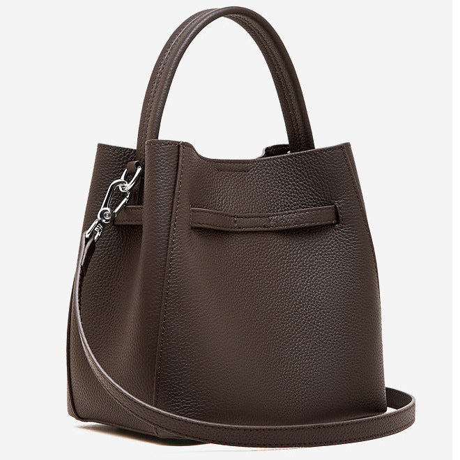 Bucket Genuine Leather Boston Bag
